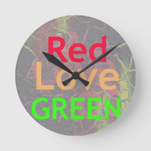 LOVE RED GOLDEN GREEN RONDE KLOK