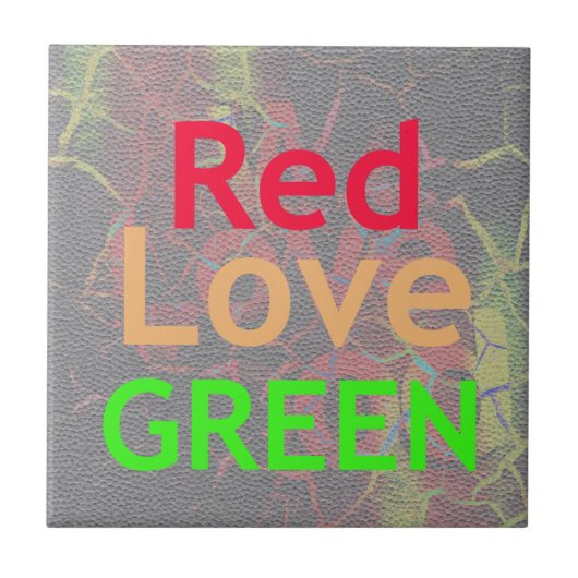 LOVE RED GOLDEN GREEN TEGELTJE (Voorkant)