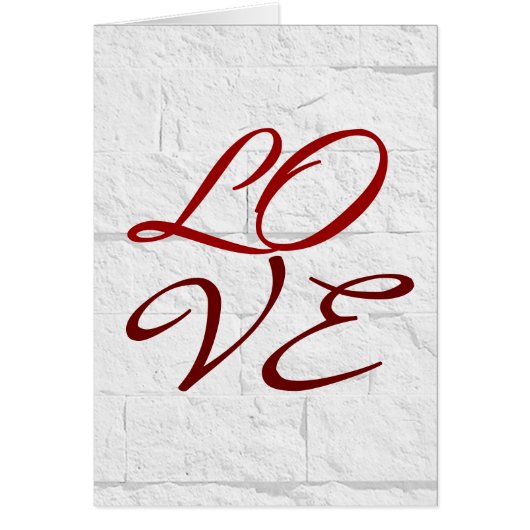 Love Red Gris Script Mur Brick Carte de voeux (Devant)