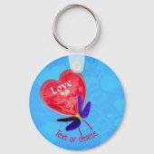 Love Red Heart Dragonfly Personalized Sleutelhanger (Voorkant)