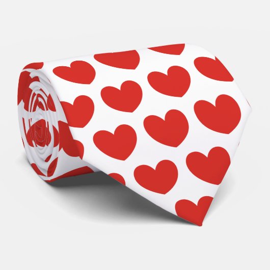 Love Red Heart Pattern Lieverd Stropdas (Opgerold)