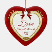 Love Red Heart Personalized Photo Ornament (Achterkant)