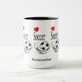 Love Red Heart ⚽ Voetballen - Personaliseren Mok (Midden)