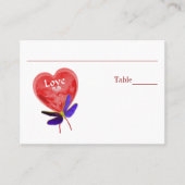 Love Red Heart Wedding Table  Plaatskaartje (Voorkant)