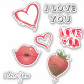 Love Red Hearts and quotes design Sticker (Voorkant)