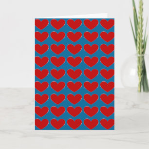 Love Red Hearts Blue Pop Art Greeting Cartes