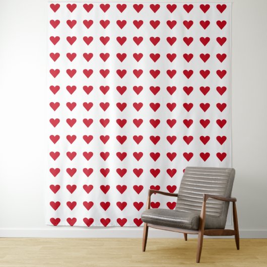 Love Red Hearts Pattern Valentijn Wandkleed (In situ)