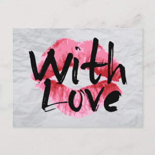 Love Red Pink Lipstick Kiss Wedding Jubileum Briefkaart