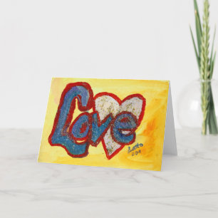 Love Red Rmage Heart Wenskaart of Note Cards Feestdagen Kaart