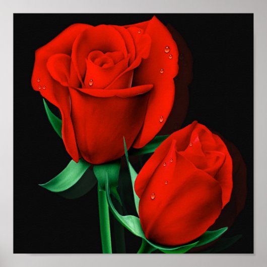 Love Red Rose Black Poster (Voorkant)