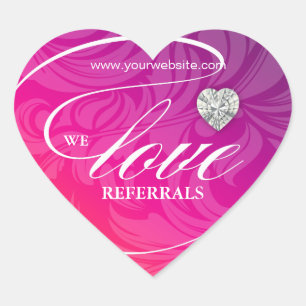 Love Referals Sticker Jewelry Pink Flower Heart