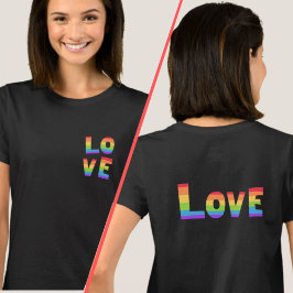 LOVE regenboogkleuren LGBTQ Pride voor- en achterd T-shirt