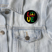 LOVE Reggae met vredessymbool Ronde Button 5,7 Cm (In situ)