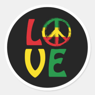 LOVE Reggae met vredessymbool Ronde Sticker