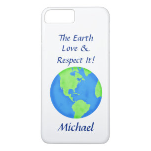 Love Respect Earth Wereldbol Name Persoonlijk iPhone 8 Plus / 7 Plus Hoesje