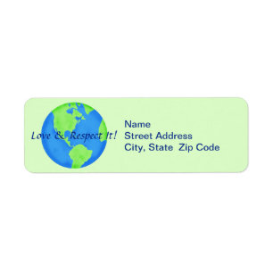 Love Respect Earth Wereldbol Return Address Label