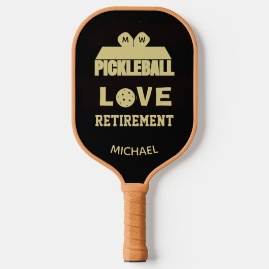 Love Retirement Monogram Name Court Pickleball Paddle (Voorkant)