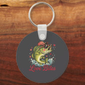 Love Retro Bites Fishing Fisherman Valentines Day  Sleutelhanger (Voorkant)