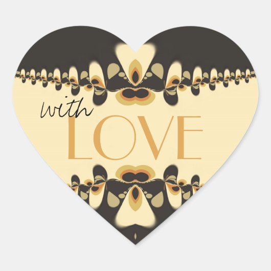Love Retro Deco flamme Coeur Sticker (Devant)