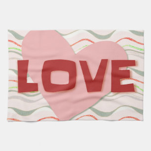 Love Retro Heart  Style Kitchen Towel Theedoek