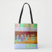 Love Retro Hippie Brown Green Bohian Land Draagtas (Voorkant)