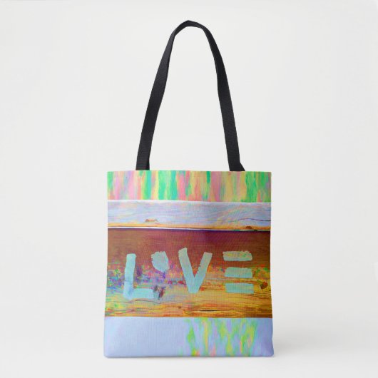 Love Retro Hippie Brown Green Bohian Land Draagtas (Voorkant)