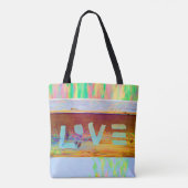 Love Retro Hippie Brown Green Bohian Land Draagtas (Achterkant)