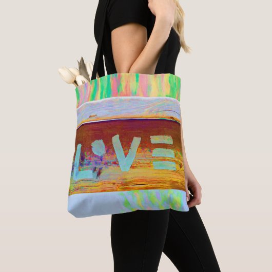 Love Retro Hippie Brown Green Bohian Land Draagtas (Dichtbij)