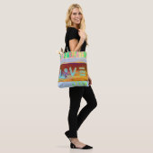 Love Retro Hippie Brown Green Bohian Land Draagtas (Op model)
