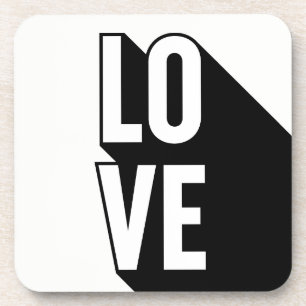 Love Retro Long Shadow Typografie Drankjes Onderzetter