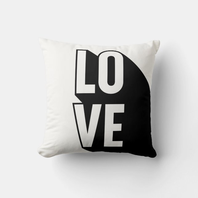 Love Retro Long Shadow Typografie Kussen (Voorkant)