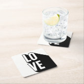 Love Retro Long Shadow Typografie Vierkante Kartonnen Onderzetter (Insitu)