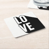 Love Retro Long Shadow Typografie Vierkante Kartonnen Onderzetter (Schuin)