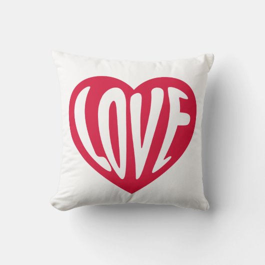 LOVE Retro Typografie Heart Pillow Kussen (Voorkant)