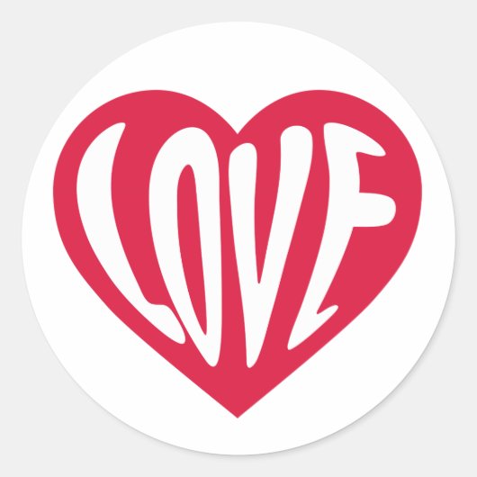 LOVE Retro Typographie Coeur Sticker (Devant)