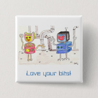 Love Robot Vierkante Button 5,1 Cm