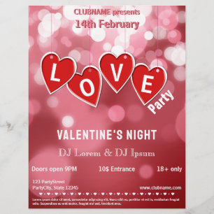 LOVE Rode Hartjes Valentijnsdag Feest Flyer