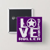 LOVE Roller Derby Vierkante Button 5,1 Cm (Voorkant /achterkant)