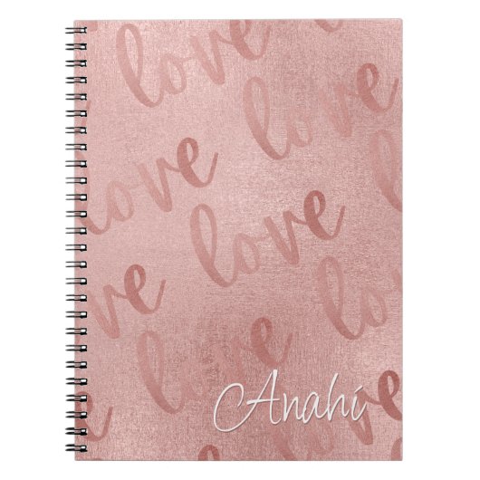 Love Roos Gold Script Pattern Notitieboek (Voorkant)