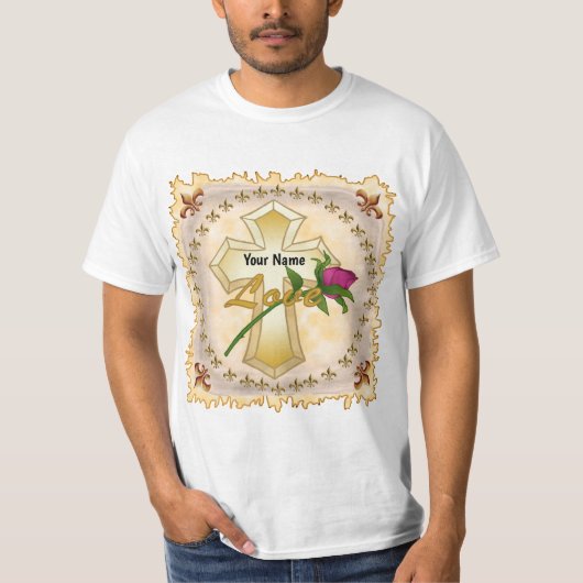 Love Rose Christian Cross T-shirt (Devant)