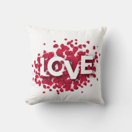LOVE Rose Petals Typography – Romantic Poster Kussen