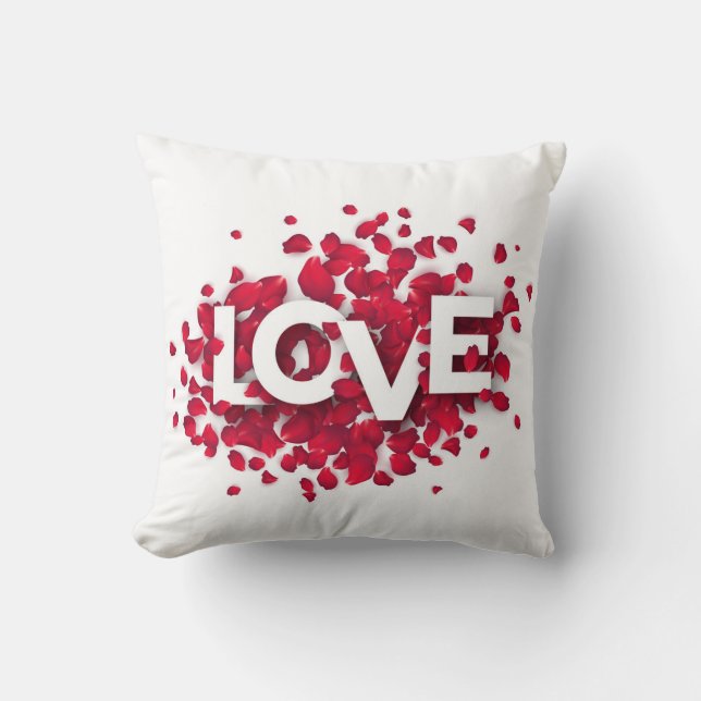 LOVE Rose Petals Typography – Romantic Poster  Kussen (Voorkant)