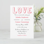 LOVE Rouge/Noir - Faire-part de mariage (Debout devant)