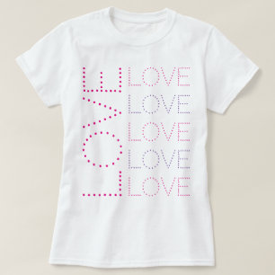 LOVE roze en Lavender Chic Dotted Typografie T-shirt