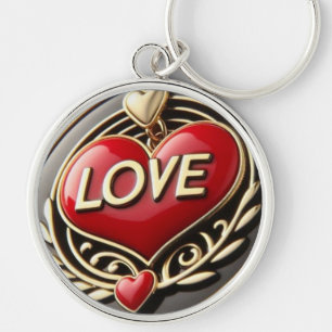 Love’s Little Locks Rode Hart MetaalChan Sleutelhanger