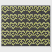 Love Sage Green on Black Cadeaupapier (Vlak)