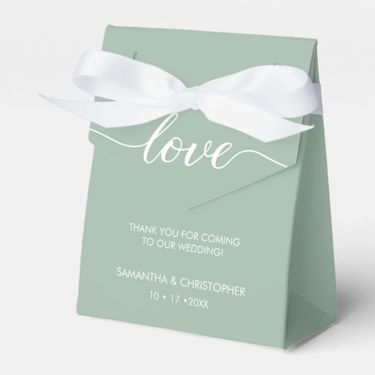 Love Sage Green Wedding Custom Names Bedankt Bedankdoosjes (Voorkant Zijde)