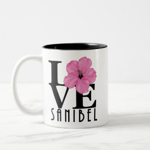 LOVE Sanibel Pink Hibiscus 11oz Tweekleurige Koffiemok