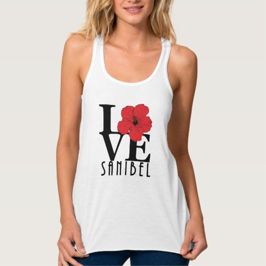 LOVE Sanibel Red Hibiscus Tanktop (Voorkant)