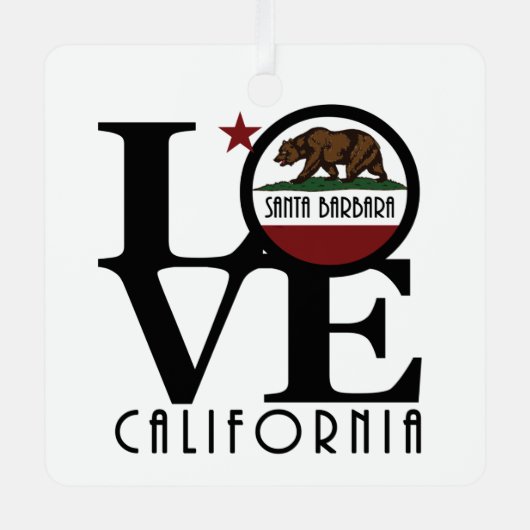 LOVE Santa Barbara Californië Metalen Ornament (Voorkant)